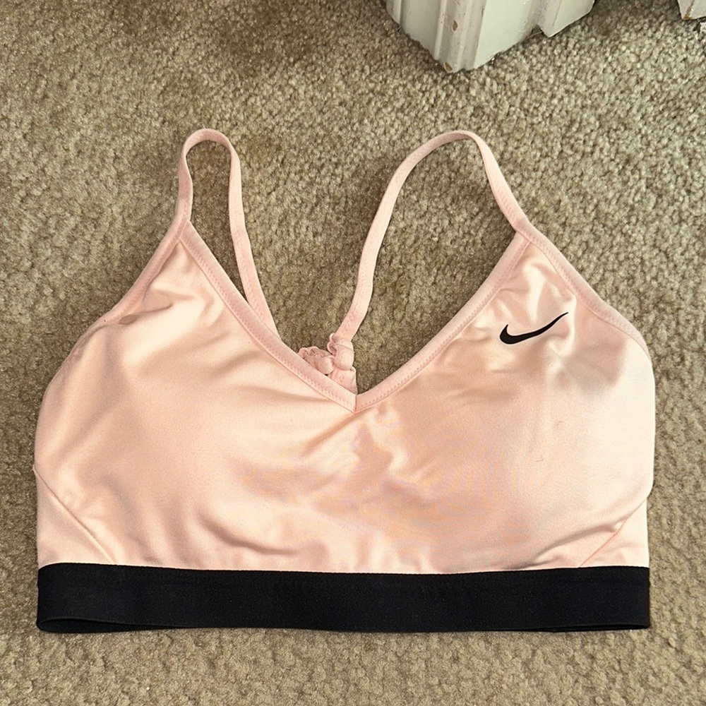 Nike Pink and Black Sports Bra Medium Support